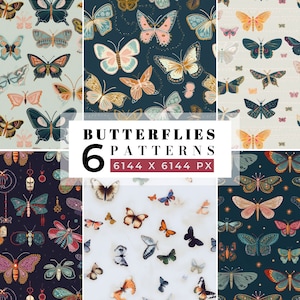 Vintage Butterflies Seamless Pattern Bugs Patterns Insects Print Butterflie Instant Download Whimsical Seamless Pattern Butterflies Paper