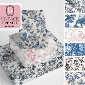 Toile De Jouy Pattern French Toile Pattern Vintage Floral Pattern Pink Toile Pattern Blue Chinoiserie Digital Pattern Toile Seamless Clipart