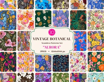 Vintage Botanical Seamless Patterns Dark Moody Floral Patterns Vintage Blooming Floral Pattern