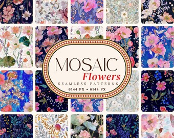 Floral Mosaic Seamless Pattern Floral Stained Glass Pattern Boho Seamless Romantic Floral Pattern Easter Mosaic Botanical Print