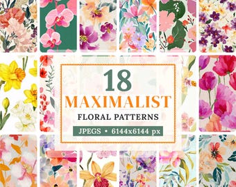 Boho Seamless Patterns Digital Floral Wallpaper Blooming Pattern Botanical Clipart Floral Background Seamless Vibrant Floral Repeat
