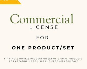 Commercial License for One Digital Product Set | Up to 5000 End Products for Sale | Instant Download