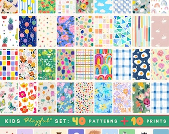Kids Seamless Pattern Playful Colorful Seamless Kids Art Prints Nursery Art Scrapbooking Kids Wall Art Doodle Pattern Funny Seamless Cute