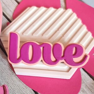 Pin de amor, pin de cartón, pin con escritura - Rosa fucsia