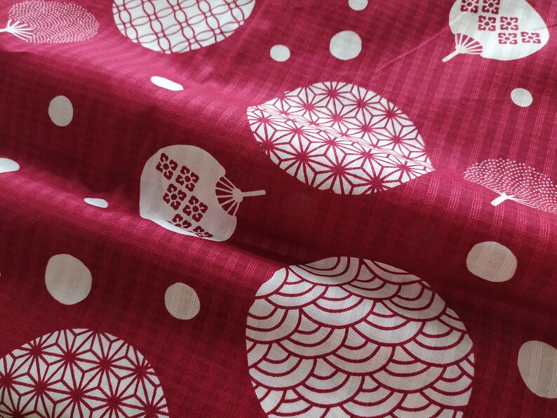 Japanese Fabric Red Burgundy Geometric Pattern Stitched Etsy