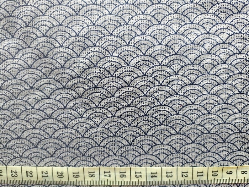 Tissu japonais, Seigaiha, vague, esprit rétro, vintage, motif géométrique, beige, seigaiha pointillé, image 6