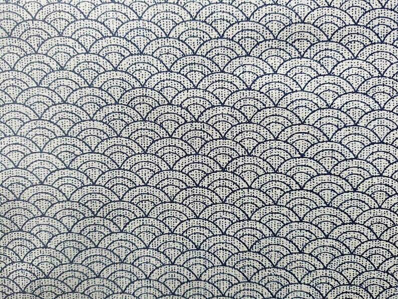 Tissu japonais, Seigaiha, vague, esprit rétro, vintage, motif géométrique, beige, seigaiha pointillé, image 4