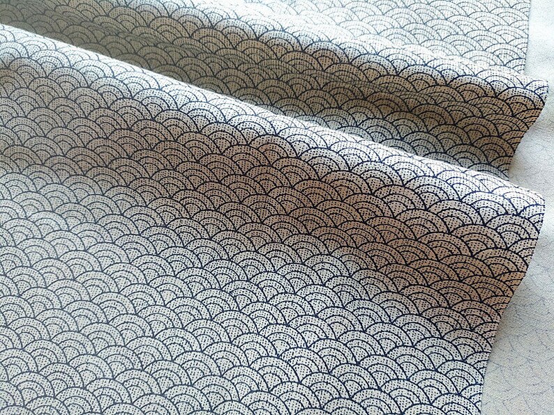Tissu japonais, Seigaiha, vague, esprit rétro, vintage, motif géométrique, beige, seigaiha pointillé, image 2