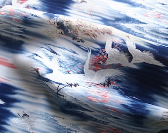 Beautiful Japanese fabric fluid crane silk artificial 113 * 50 cm