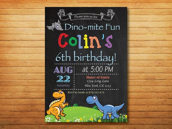 Printable Boy/'s Birthday Invitation Any Age Dinosaur Theme Digital File Invite
