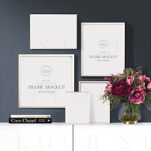 Gold frame Mockup, Gallery Wall Mock Up, Frame Mockup Bundle, Poster mockup, Psd, Mockup Frame, Mockup Interior