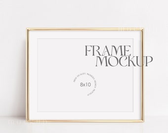 Gold Frame Mockup, Horizontal 8x10 Mockup, Frame Mockup 8x10 , Psd Mockup, Gold Frame Poster Mockup, Mockups, Gold Frame Mock Up