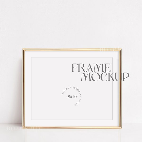 Gold Frame Mockup, Horizontal 8x10 Mockup, Frame Mockup 8x10 , Psd Mockup, Gold Frame Poster Mockup, Mockups, Gold Frame Mock Up