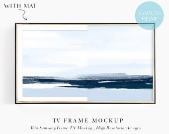 TV Art Mockup, Horizontal Frame Mockup, Frame TV Art Mockup, Thin Gold Frame, Frame Mock Up, Mockups