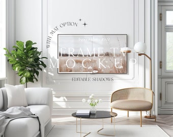 Framemodel, tv-kunstmodel, horizontaal mockupframe met een verhouding van 16 x 9 inch, interieurmodel
