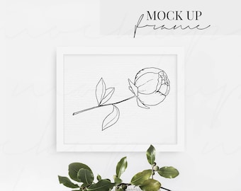 White Frame Mockup, Styled Photo, Wedding Mockup, Horizontal Modern Frame Poster Mockup, Minimal Mockup, Stock Photo Frame, Instant Download
