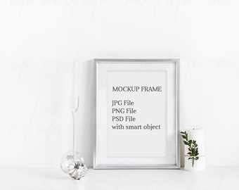 Christmas Frame Mock Up Silver Frame Mockup A4 Frame Mockup Etsy