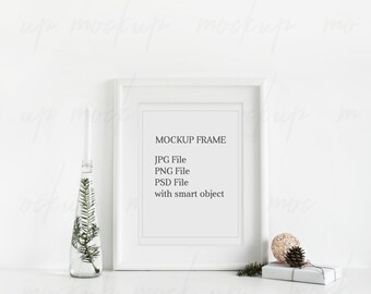 Christmas Frame Mockup, Product Mockup, Xmas Stock, Empty Frame, Frame Mock Up, White Frame Mockup, Poster Mockup, Christmas Mockup