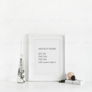 Christmas Frame Mockup, Product Mockup, Xmas Stock, Empty Frame, Frame Mock Up, White Frame Mockup, Poster Mockup, Christmas Mockup image 1