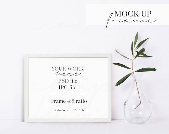 White Picture Frame Mockup 8x10 Horizontal Empty Frame Mock White Picture Frame Mockup 8x10 Horizontal Empty Frame Mock