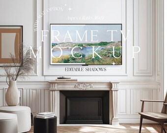 Frame Mockup TV, Horizontal Mockup Frame, 16x9 Ratio Frame, Living Room Mockup