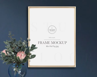 8x10 Frame Mockup, Gold Frame Mockup, Psd, Mockup Frame, Smart object Digital Frame, Frame Mockup, Poster Mockup