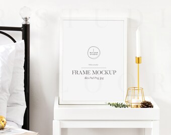 Frame Mockup Christmas, White Frame Mockup, Holiday Mockup, Christmas Frame Mock Up, Christmas Stock Photo,Frame Mock Up,Styled Frame Mockup