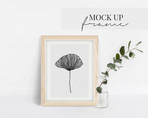 Simple Wooden Frame Mockup Stock Photography Scandi Style Scene