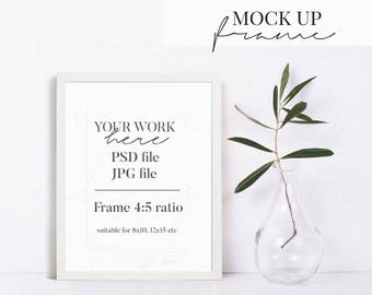 Download Free 8x10 White Frame Mockup, Portrait Mock Up Frame, Digital Download, PSD JPG File, Commercial Use Stock Photography , Empty Frame Mockup PSD Template