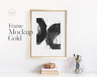 Rahmen Mockup Gold, Styled Fotografie, Rahmen Mockup Schreibtisch, Poster Mockup, Rahmen MockUp, Mockup Zimmer