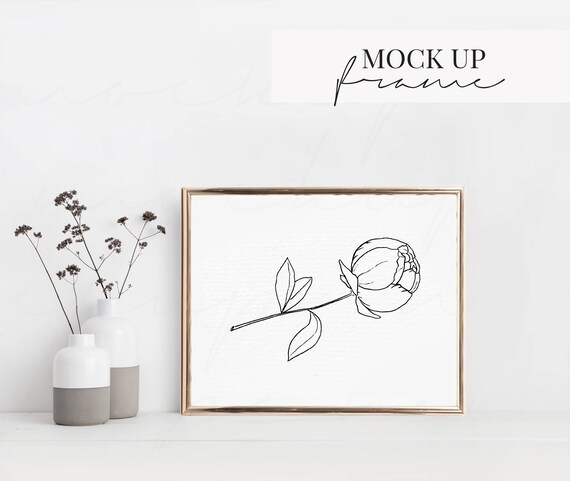 Gold Frame Mockup 8x10 Horizontal Frame Mock Up Gold
