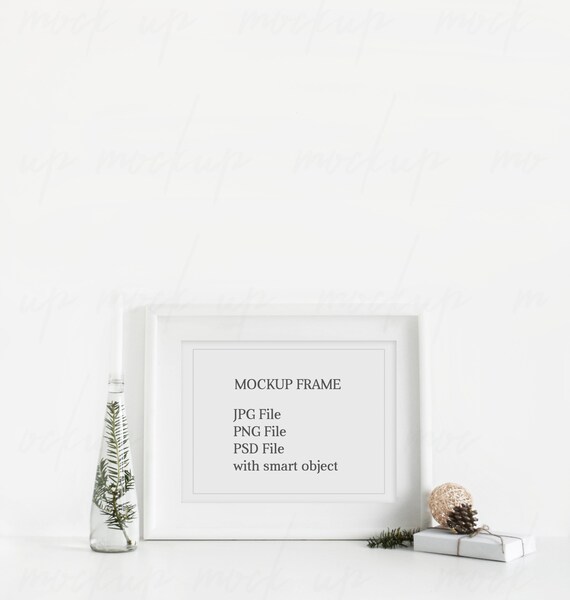 Christmas Frame Mockup Horizontal Frame Mockup White Frame Etsy