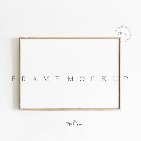 Frame Mockup Wood DIN A4, Scandinavian Style Frame Mockup, A4 Frame Mockup, Horizontal Frame Mockup, Digital Frame,