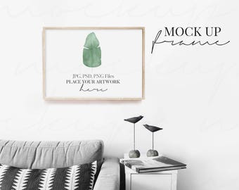 Horizontal Frame Styled Photography Mockup, Styled Frame Mock Up, Minimal Stock Photo, Empty Frame, Stock Photography, Art Display