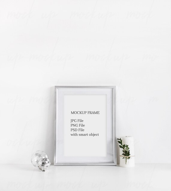 Christmas Frame Mock Up Silver Frame Mockup A4 Frame Mockup Etsy