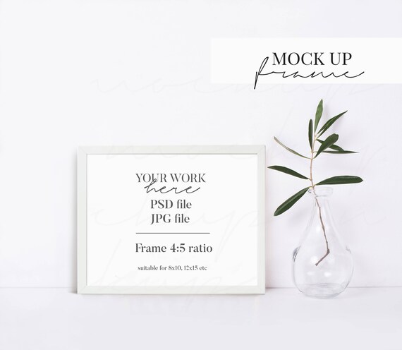 White Picture Frame Mockup 8x10 Horizontal Empty Frame Mock Etsy