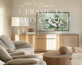 Frame Mockup, Horizontal Mockup Frame, Frame TV Art Mockup, 16x9 Ratio TV Frame Mockup