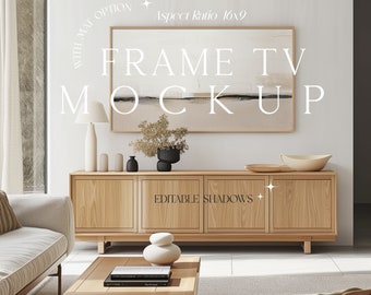 Frame Mockup, Horizontal Mockup Frame, TV Art Mockup, 16x9 Ratio Frame Interior Mockup