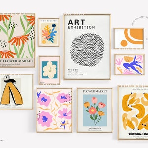 May include: A set of ten framed art prints with a variety of abstract designs, including floral patterns, geometric shapes, and illustrations. The prints are all in a minimalist style with a focus on bold colors and simple lines. The prints are perfect for adding a touch of modern art to any room.