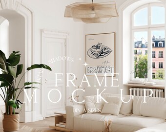 Mockup di cornice, Mockup di cornice DIN A4, Mockup di soggiorno