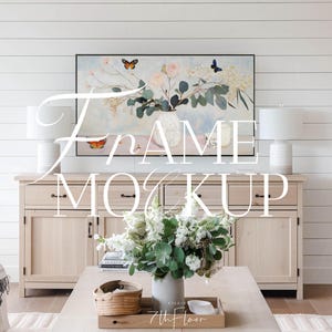 Frame Mockup for TV,  16x9 Ratio Horizontal Mockup Frame, Living Room Scene, TV Art Mockup
