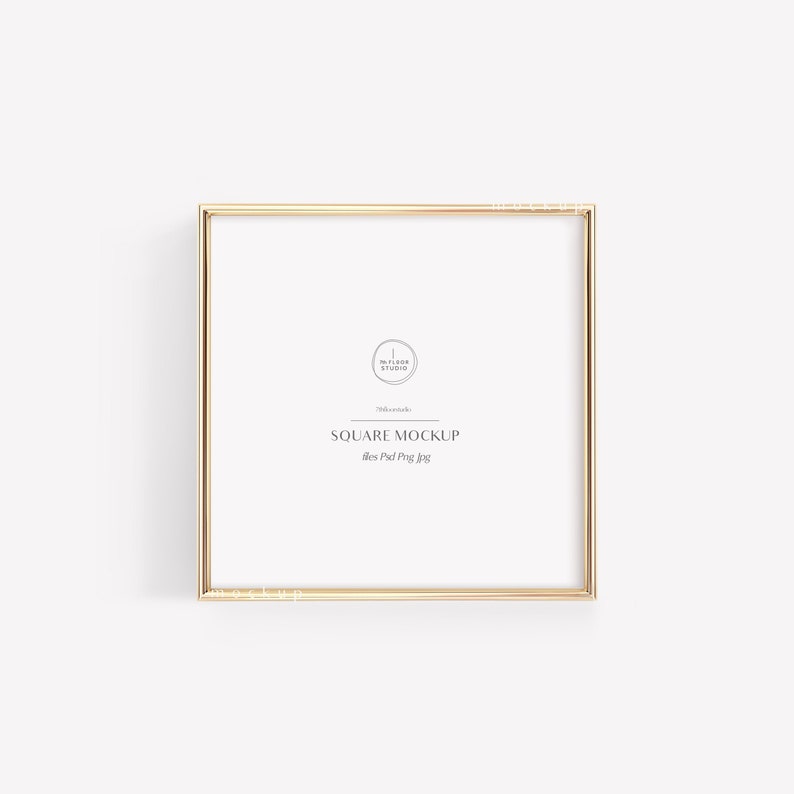 May include: A gold square frame mockup with the text "SQUARE MOCKUP" and the words "The Flour Studio" in a circle.