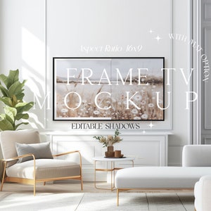 16x9 TV Frame Mockup, Interior Mockup, Horizontal Frame, Digital, TV Living Room Mockup