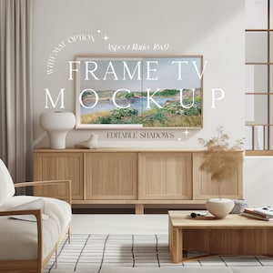 TV Frame Mockup, Horizontal Mockup Frame, Frame TV Art, 16x9 Ratio Interior Mockup