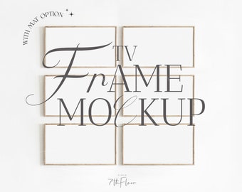 TV Mockup, 6 Frames Horizontal Mockup Thin Frame Mockup Wooden Minimalist 16:9 Ratio