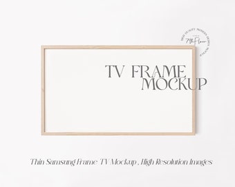 Wooden Frame Mockup, Samsung TV Mockup, 16:9 Ratio Horizontal Mockup Frame, Frame Tv Mockup,