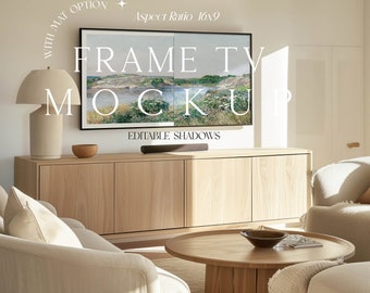 TV Frame Mockup, 16x9 Ratio Horizontal Mockup Frame, Mockup Frame Scene