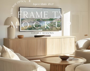 Tv-framemodel, horizontaal mockupframe met een verhouding van 16 x 9 inch, mockupframe scène