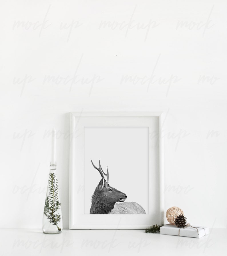 Christmas Frame Mockup, Product Mockup, Xmas Stock, Empty Frame, Frame Mock Up, White Frame Mockup, Poster Mockup, Christmas Mockup image 4