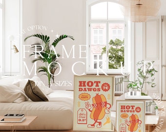 Frame Mockup A4 Modern Mockup Frame, Thin Wooden Frame, Living Room Mockup